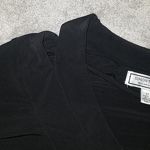 Women's Black Career V-neck Blouse - Picture 4 of 11